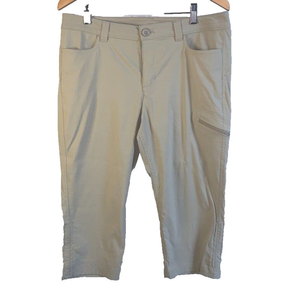 Eddie Bauer Women's Khaki Capri Hiking Pants SZ 12 Pockets Outdoor Casual